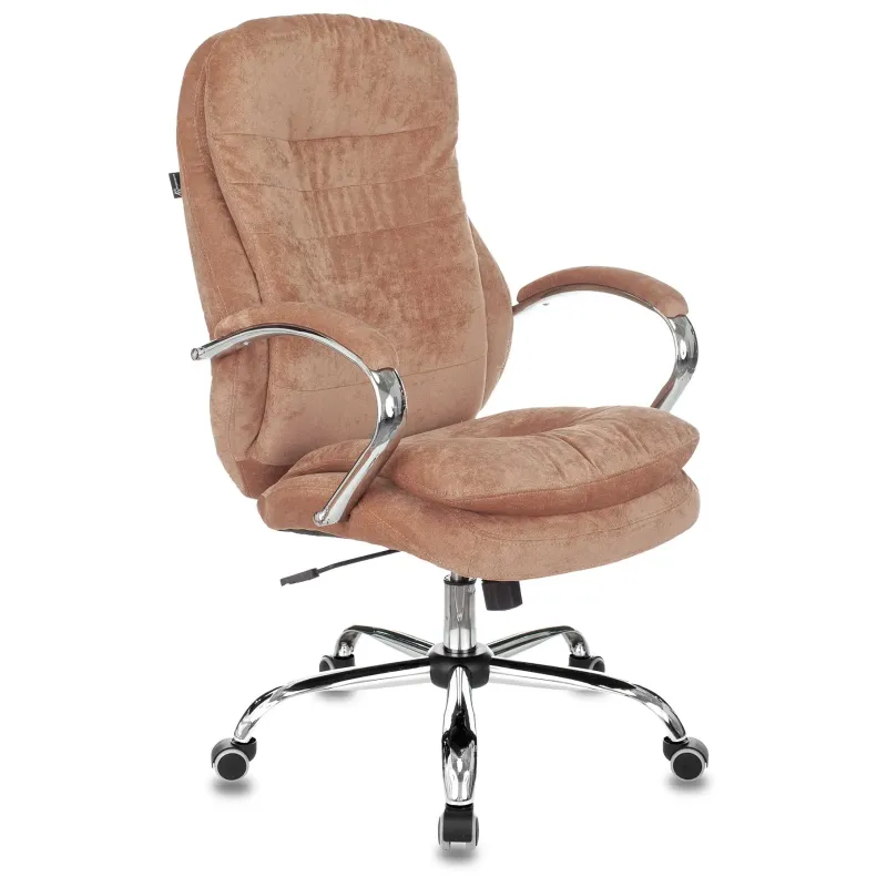 Кресло руководителя Бюрократ T-9950SL Fabric светло-коричневый Velvet 90 крестов. металл хром главное фото